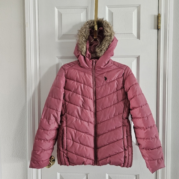 U.S. Polo Assn. Jackets & Blazers - NWOT U.S. Polo ASSN Faux Fur Hooded Puffer Jacket/Coat- Oxford Rose